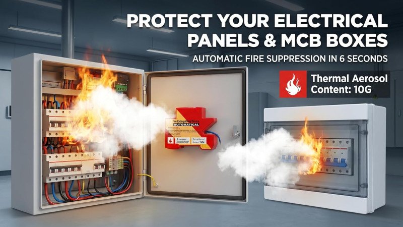 Automatic Aerosol Fire Suppression Device for Electrical Panels & Control Cabinets | Heat Activated Fire Extinguisher | 10 Years Service Life | Fire Protection System