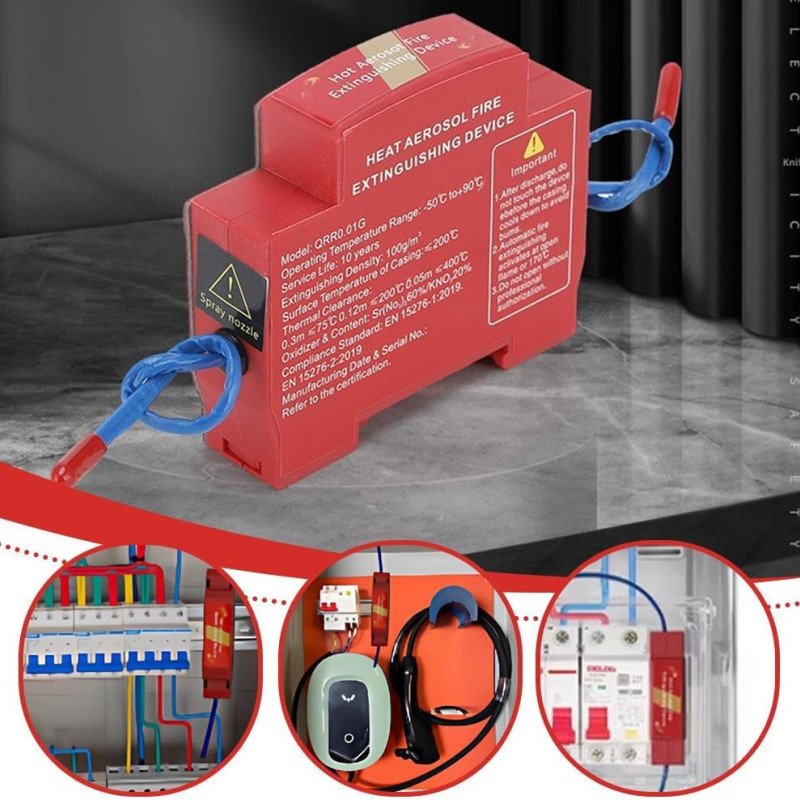 Heat Aerosol Fire Extinguishing Device – Din Rail Mounted Automatic Fire Suppression for Electrical Panels, Meter Box, MCB Box & Solar Distribution Box