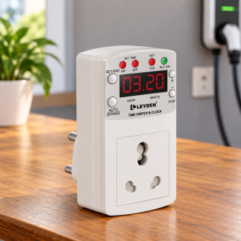 TP-CLK 16A 220V AC Digital Real Time Clock Timer Plug Socket |Automatic ON Off Plug with 10 Programs Per Day | Heavy Duty Timer for Light, Water Pump, Motor, AC, Geyser