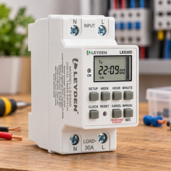LE630D Digital Timer Switch, 30A 220VAC 20 ON/OFF Programs Daily & Weekly with 1-Second Interval Cyclic & Delay Function (1s–24h) Rechargeable Battery Backup for Lights, Motors, Fans, Heaters, Irrigation & Fogger