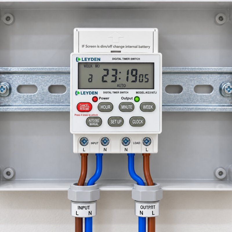 KG316TJ, 30A, 220/230VAC, 50Hz Digital Timer Switch for Electrical ON Off, 24 On Off Program Per Day, Manual Start ON-Off Delay & Cyclic Timer Switch