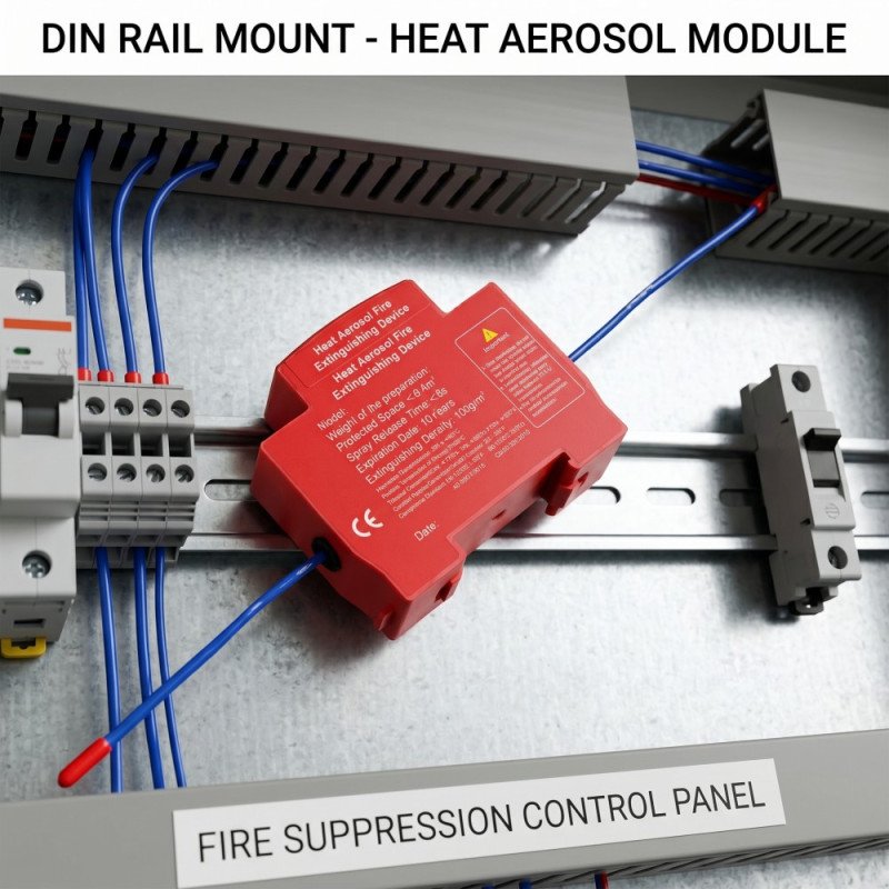 Heat Aerosol Fire Extinguishing Device – Din Rail Mounted Automatic Fire Suppression for Electrical Panels, Meter Box, MCB Box & Solar Distribution Box