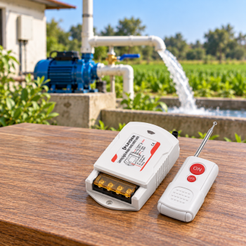 LE-RFC1KM 220VAC 30A RF Remote Control Switch up to 1000m Open Land Range, Heavy Duty Wireless ON/OFF Switch for 2HP Motor, Water Pump, Agriculture, Manual Button