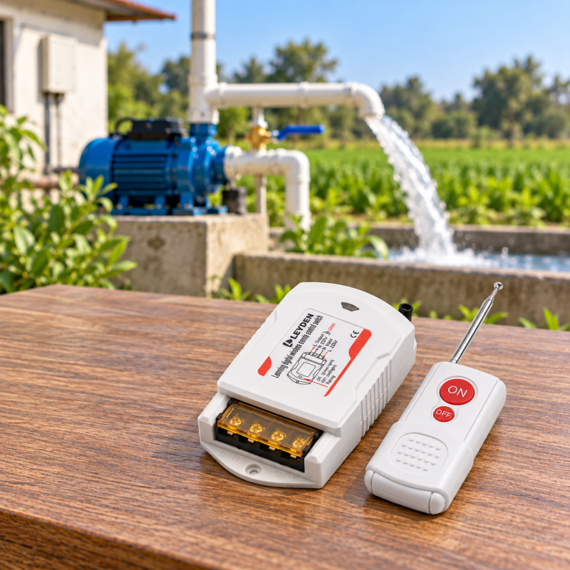 LE-RFC1KM 220VAC 30A RF Remote Control Switch up to 1000m Open Land Range, Heavy Duty Wireless ON/OFF Switch for 2HP Motor, Water Pump, Agriculture, Manual Button