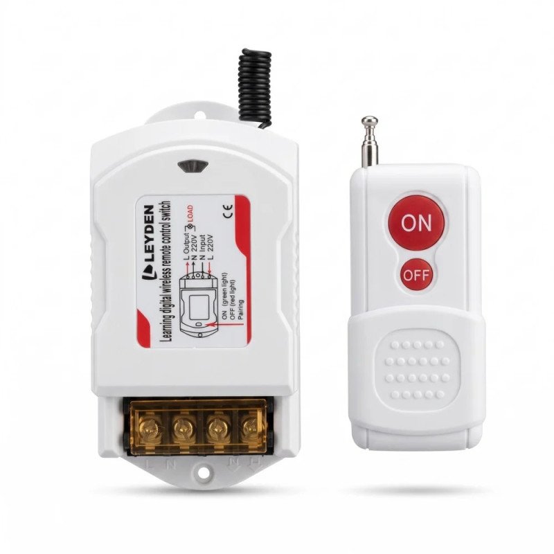 LE-RFC1KM 220VAC 30A RF Remote Control Switch up to 1000m Open Land Range, Heavy Duty Wireless ON/OFF Switch for 2HP Motor, Water Pump, Agriculture, Manual Button