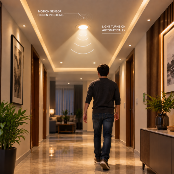 LS-LDN4T 220-240VAC, 1200W (Incandescent), 300W (LED Load) Microwave Motion Sensor Detector Occupancy Motion Detector Small Sq Shape (Plastic, White) 1 Year Warranty