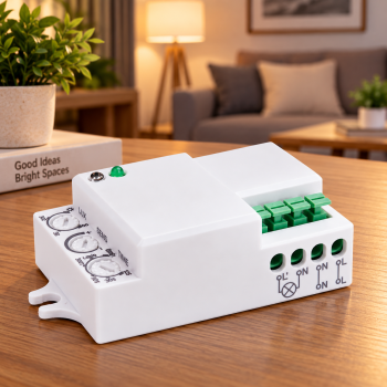 LS-LDN4T 220-240VAC, 1200W (Incandescent), 300W (LED Load) Microwave Motion Sensor Detector Occupancy Motion Detector Small Sq Shape (Plastic, White) 1 Year Warranty